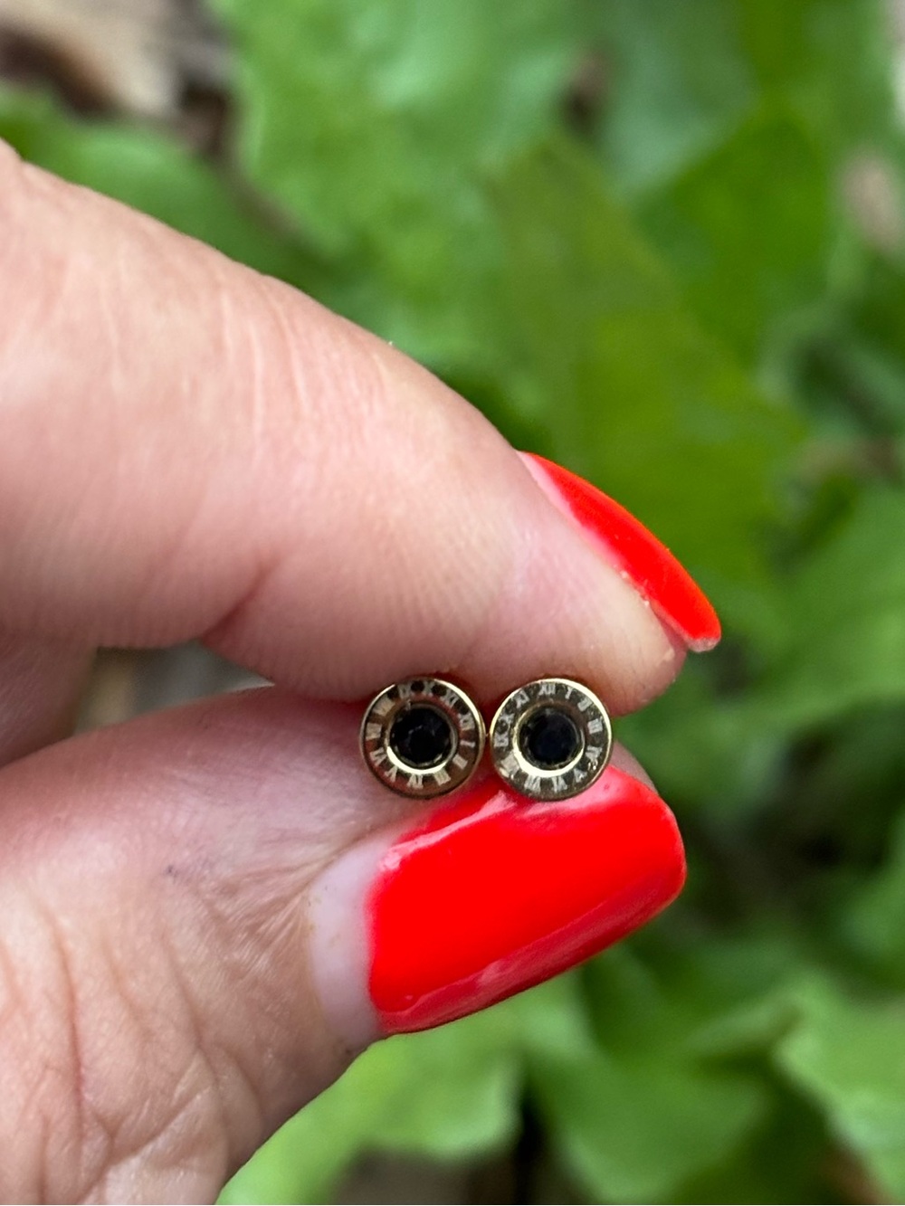 Gold-Tone Black Crystal Stud Earrings - Women Jewelry (Stainless Steel)